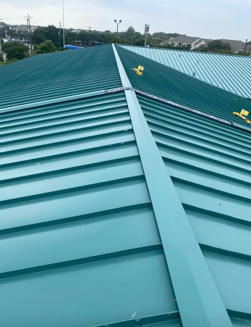 Green commercial metal roof ridge and valley for Metal Roof Repair in Fort Myers